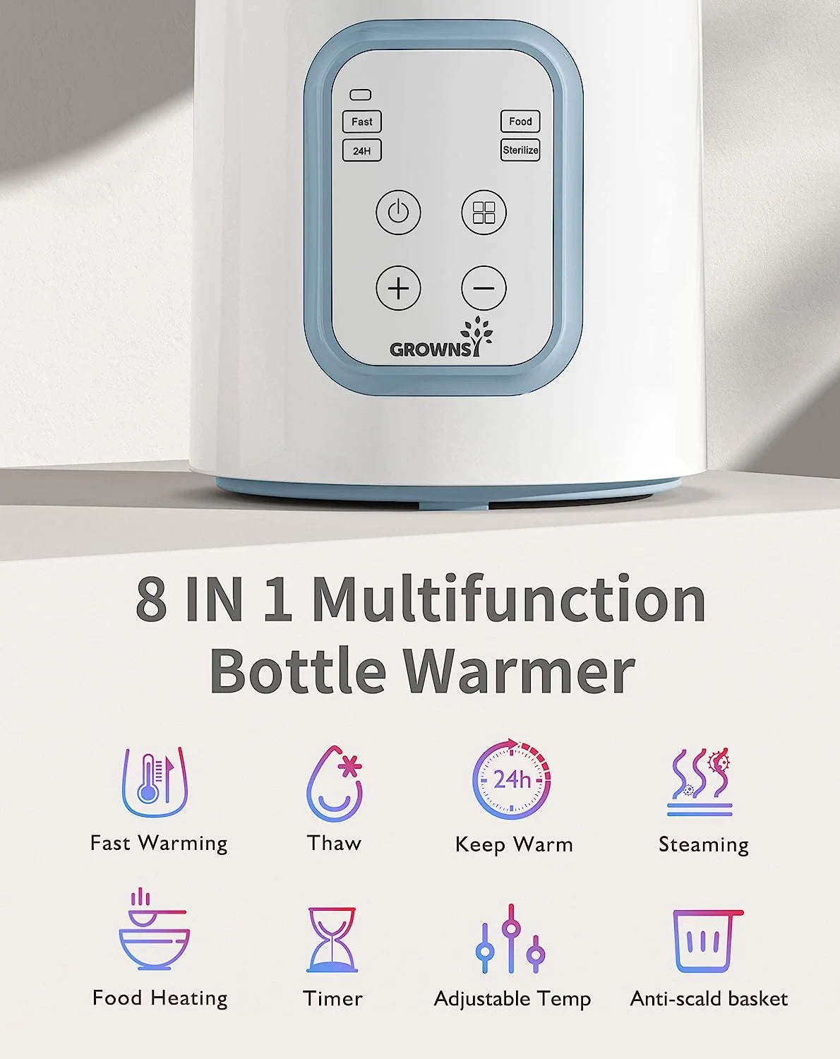 Professional Baby Bottle Warmer with Timer and Accurate Temperature Control, Suitable for All Bottle Sizes, Blue