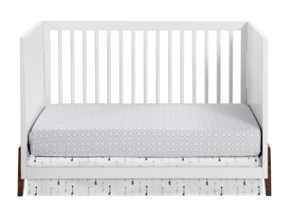 Mari Modern 3-in-1 Convertible Crib Island in White and Walnut Finish