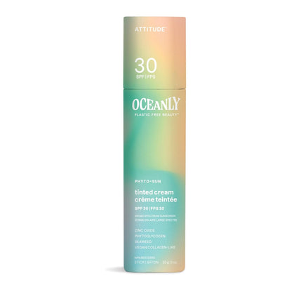 Oceanly Tinted Face Cream Stick with SPF 30, EWG Verified, Plastic-Free, Broad Spectrum UVA/UVB Protection with Zinc Oxide, Universal Tint, Unscented, 1 Ounce