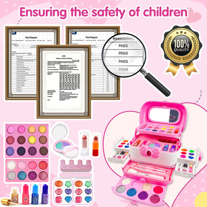 Girls Makeup Toys Kit, 57 Pcs Pretend Play Makeup Toys for Kids with Real Cosmetic, Kids Makeup Set Toys for Girls 3-6 Year Christmas Birthday Gifts