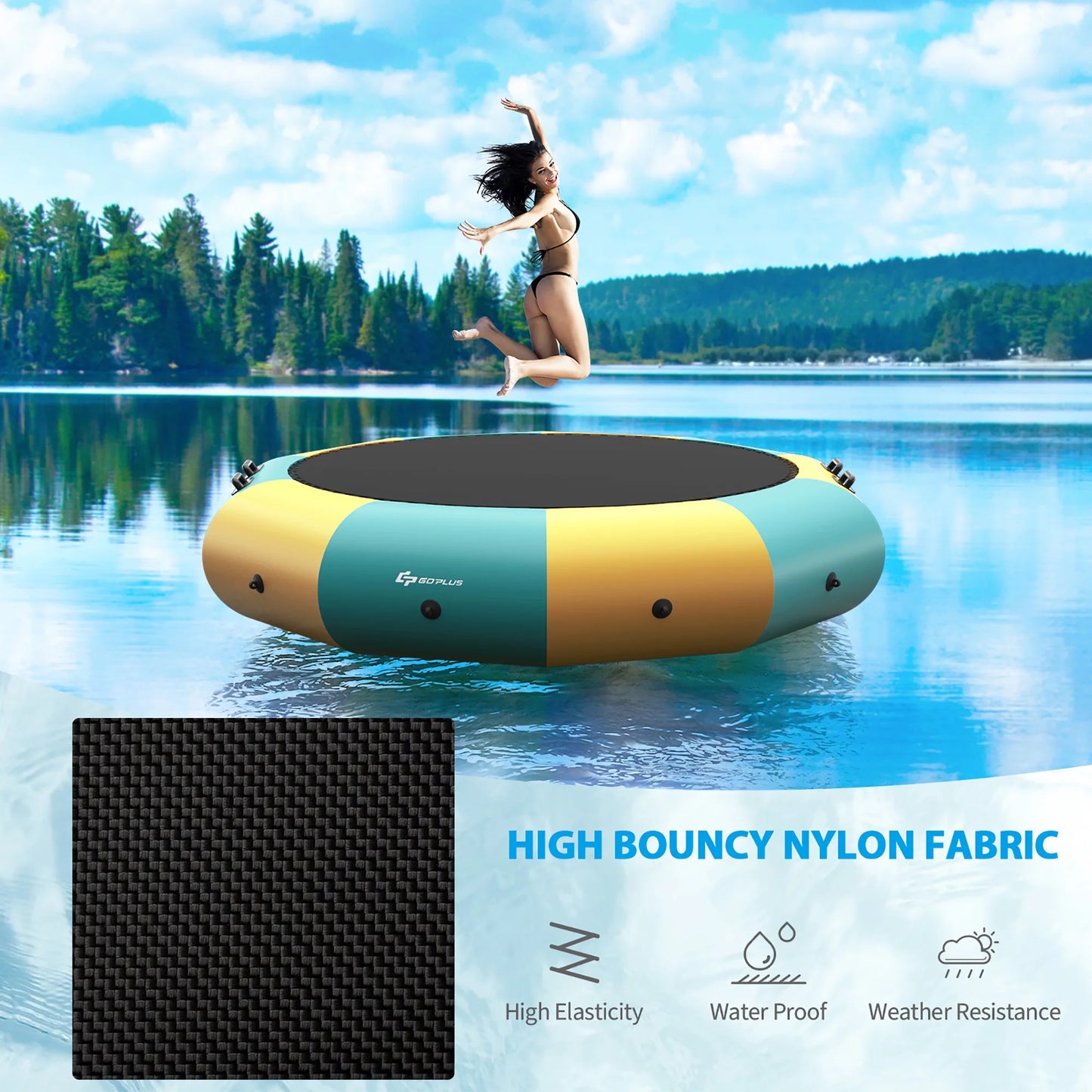 Goplus 12FT Inflatable Water Bouncer Splash Padded Water Trampoline