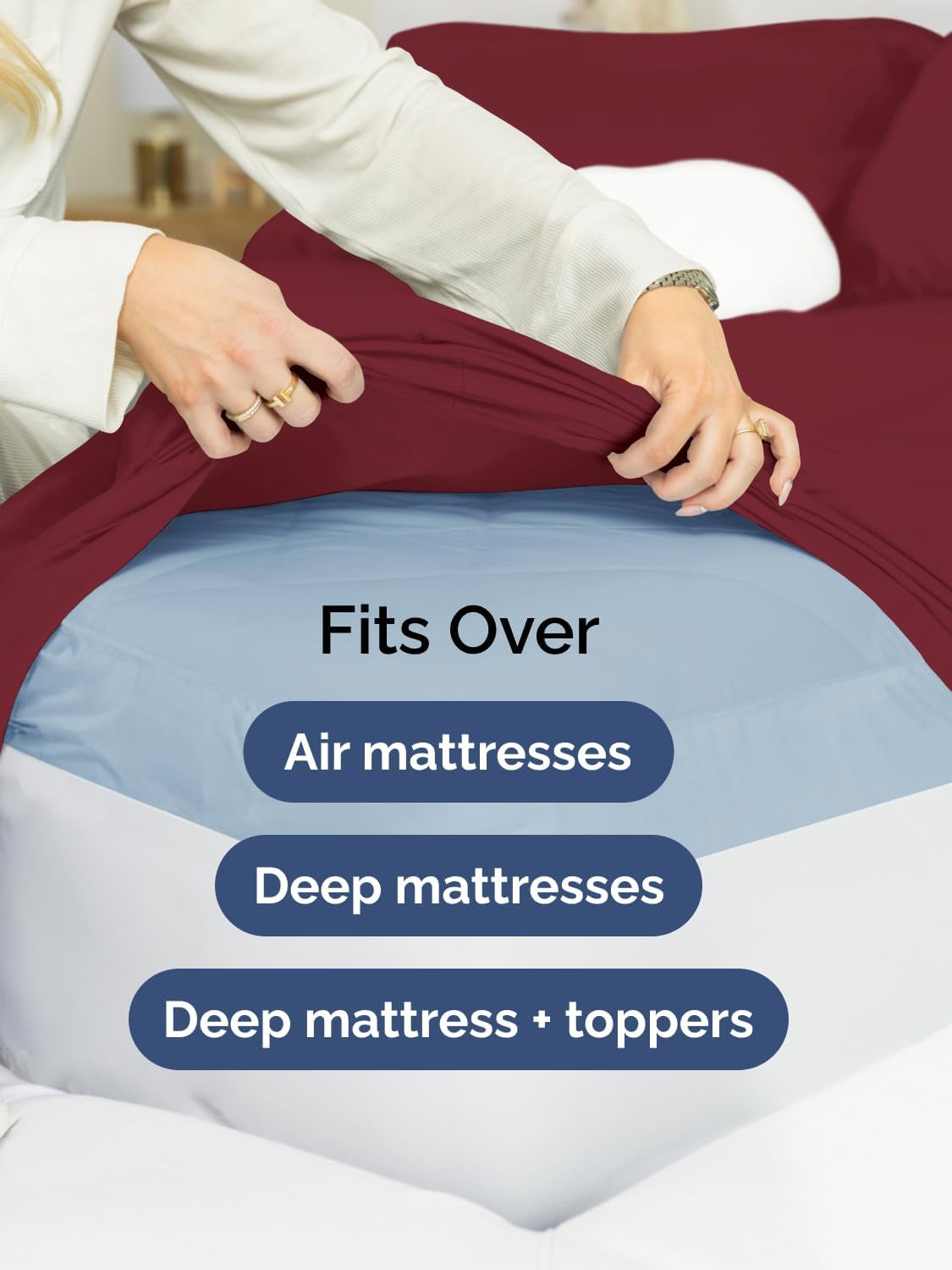 Extra Deep Twin Sheet Set - 4-Piece Breathable and Cooling Bedding - Luxurious Hotel Quality for All Ages - Secure Fit, Soft, Wrinkle-Free, and Comfortable - Extra Deep Pockets - Burgundy