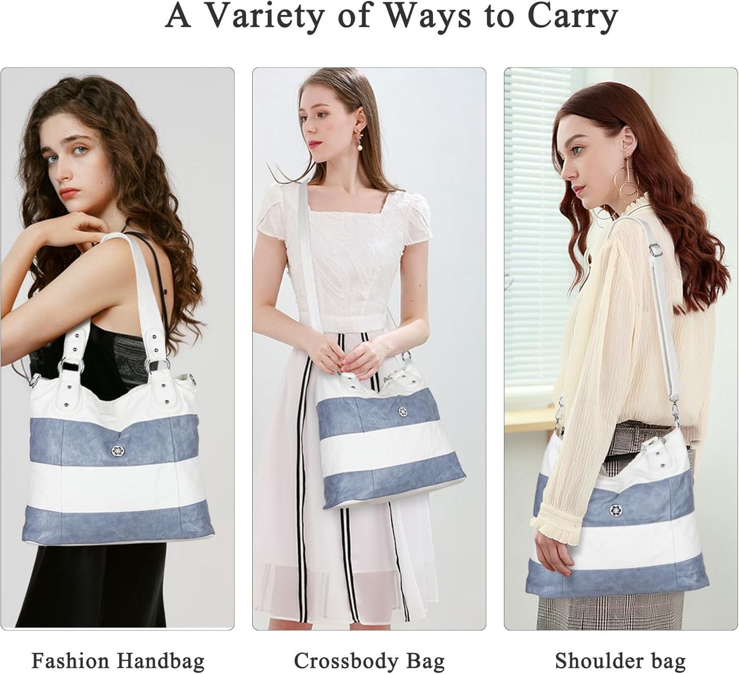 Multi-Color Striped Lattice Hobo Purse for Women - Crossbody Shoulder Tote Handbag