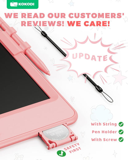 LCD Writing Tablet - 8.5 Inch Reusable Doodle Board for Children Aged 3-8, Educational Electronic Drawing Pad (Pink)