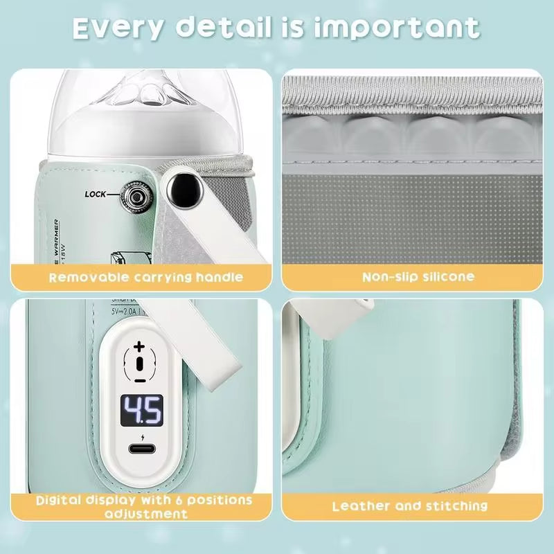 Insulated Baby Bottle Warmer Bag - USB Rechargeable Milk and Water Heater for Outdoor Travel