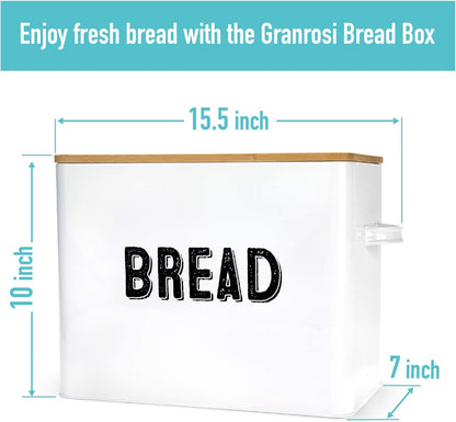 Bread Box, Retro Metal Cake Bin W/Bamboo Wooden Lid, Space Saving Bread Box Storage Container, Compact Tin Basket for Longer and Fresher Food, Rolls