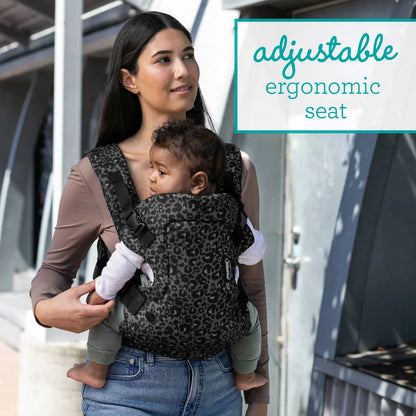 4-in-1 Convertible Baby Carrier - Unisex Multi-Position Design for Infants (0+ Months, 8-32 lbs) in Black and Gray Leopard Print