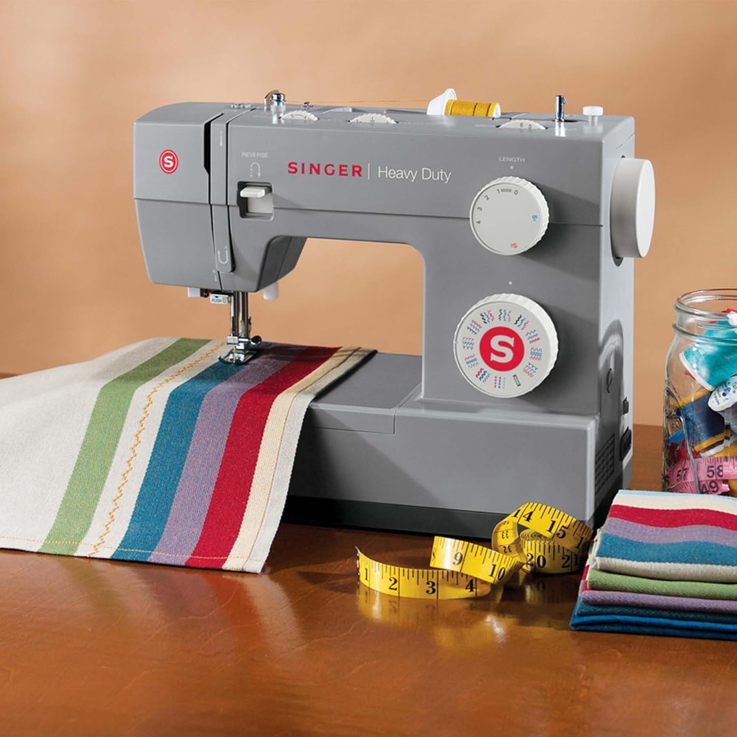 Heavy Duty 4423 High-Speed Sewing Machine with Accessory Kit | Powerful Motor with Enhanced Piercing Capability, 97 Stitch Options, Full Metal Frame, One-Step Buttonhole, and LED Lighting
