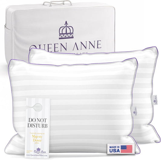 Hotel Collection Premium Hypoallergenic Down Alternative Pillows - Queen Size (Set of 2) - Exceptional Comfort, Made in the USA