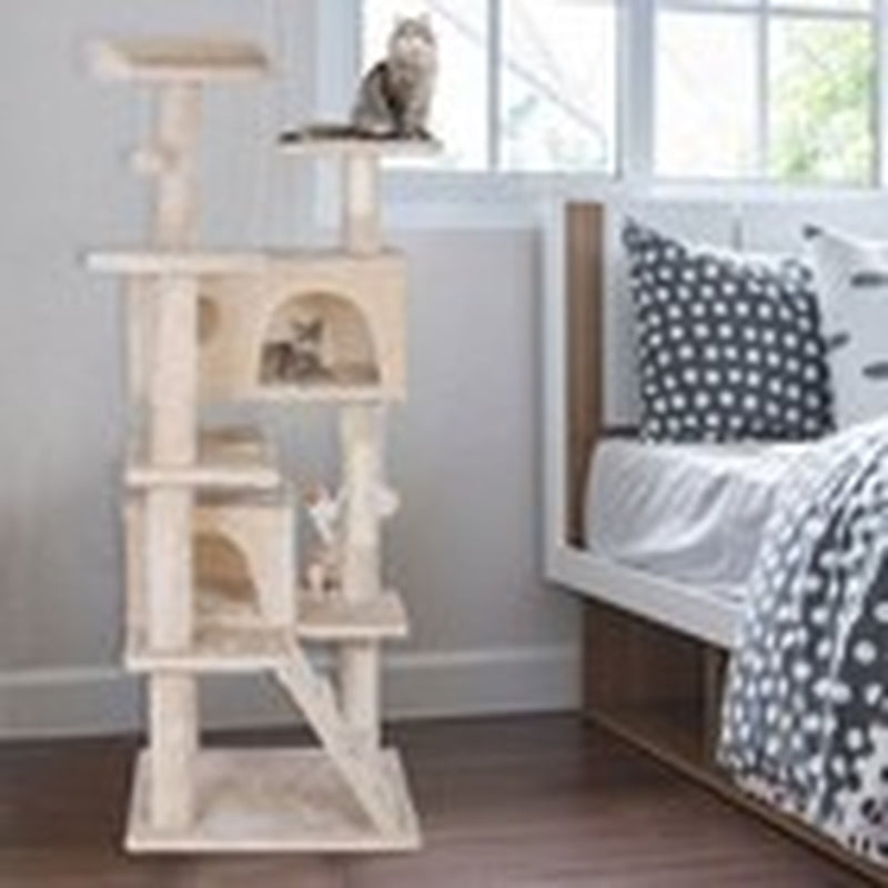55-Inch Multi-Level Cat Tree Tower Activity Center with Condo - Available in 6 Colors
