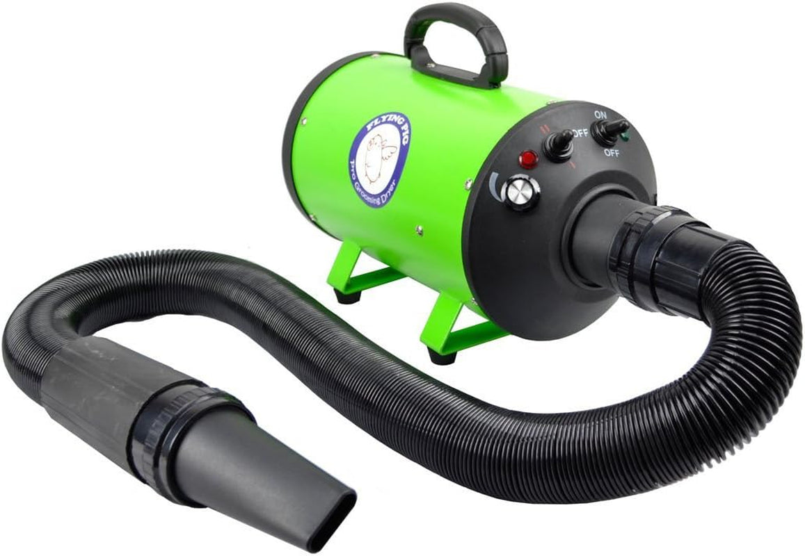 Flying Pig High Velocity Dog Pet Stand Grooming Dryer W/Variable Air Speed & Heat (Green)