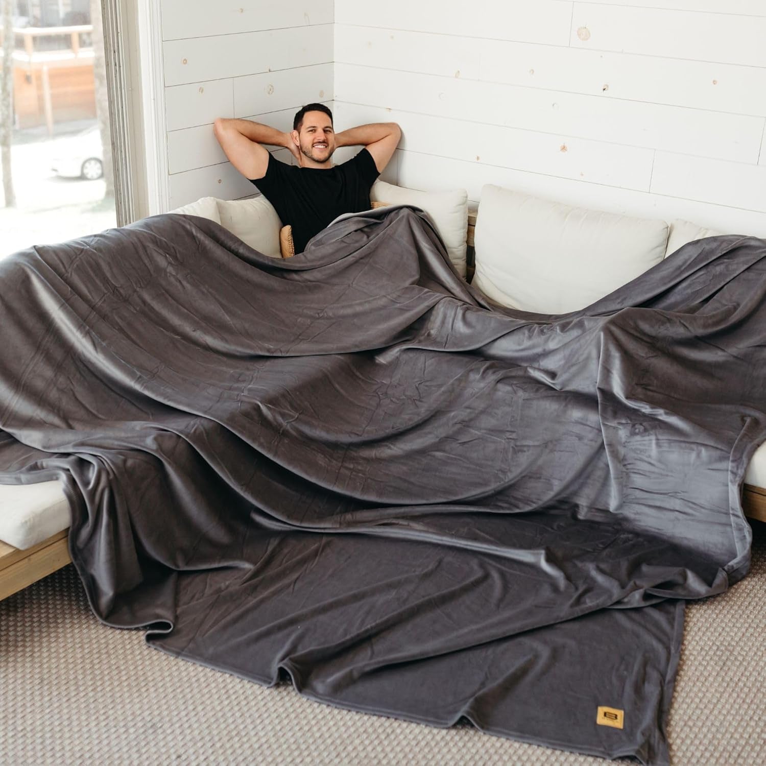 Extra Large Light Grey Stretch Blanket - 100 Square Feet of Soft Comfort for the Whole Family - Premium Quality for 2025