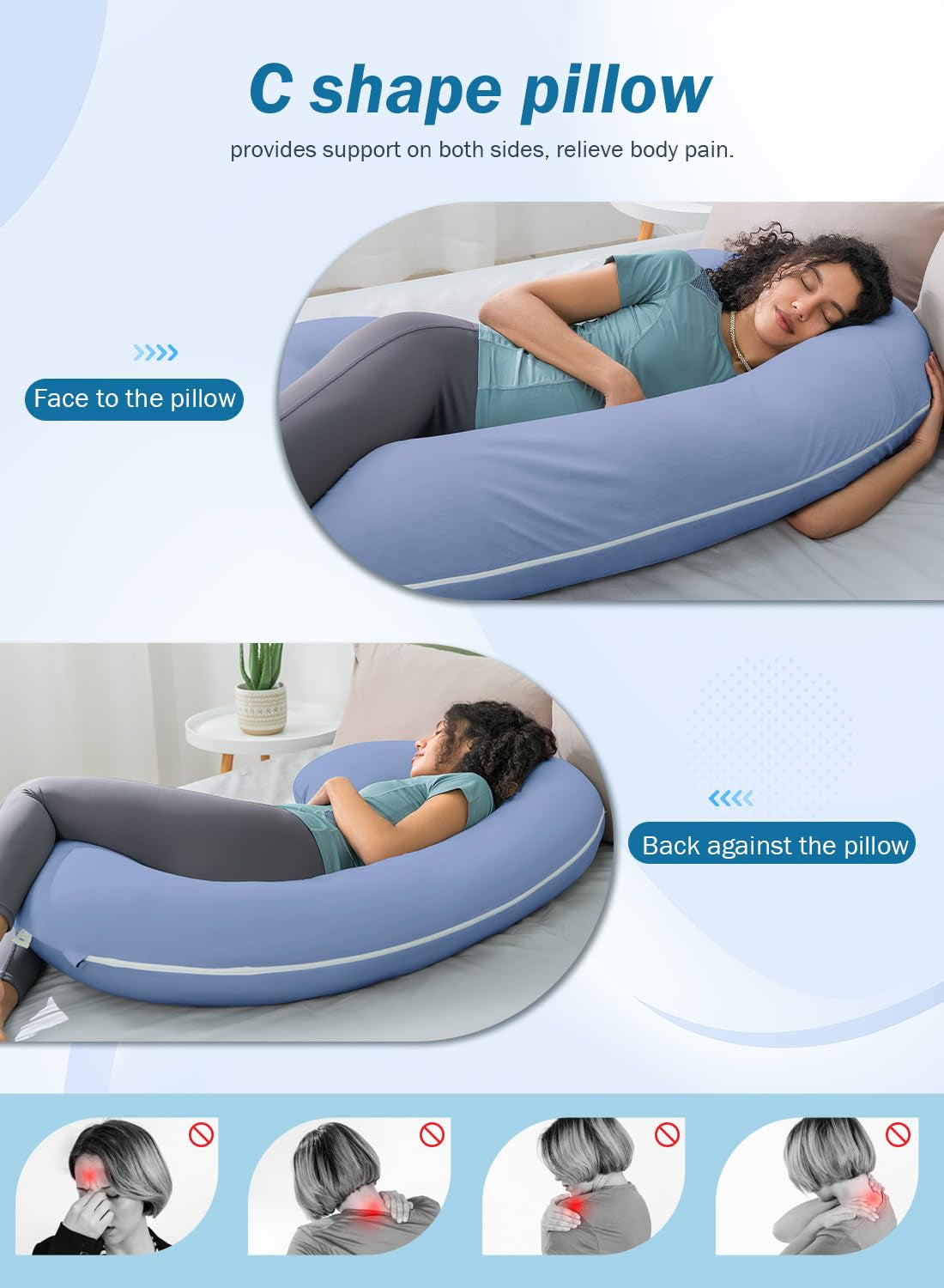 Cooling Maternity Pillow for Expecting Mothers - Blue