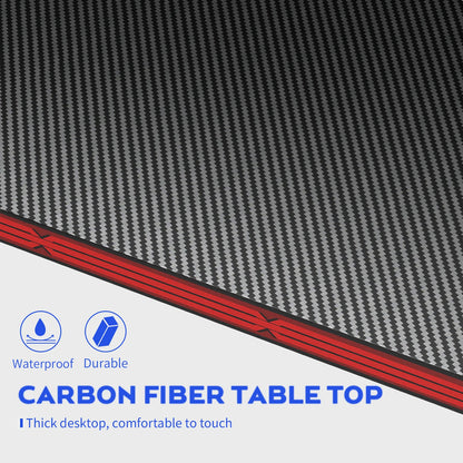 51.2" L-Shaped Gaming Desk with Carbon Fiber Surface, Black
