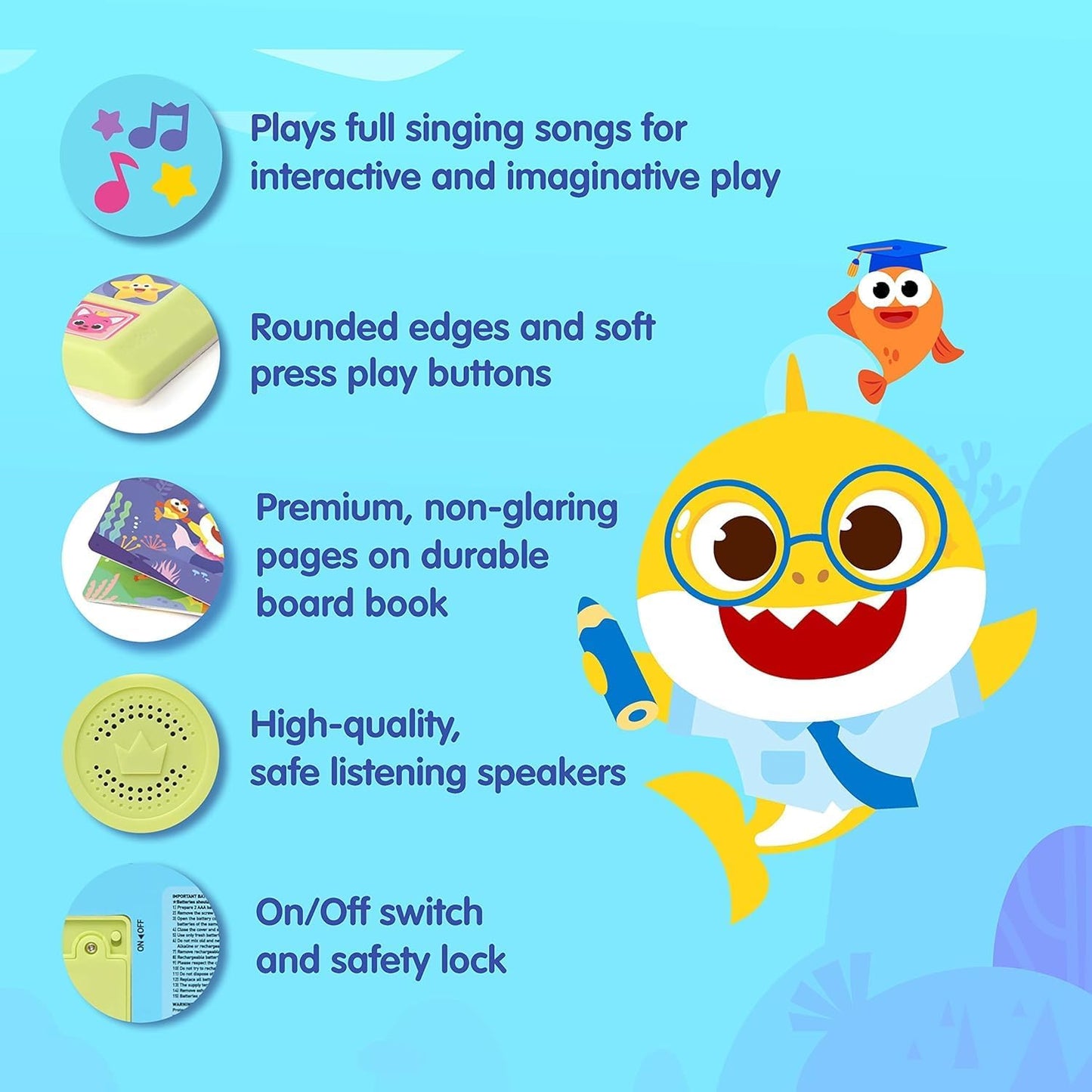 Interactive Baby Shark Sound Book with 10 Buttons | Educational Toy for Toddlers Ages 1-3 | Perfect Gift for Boys and Girls