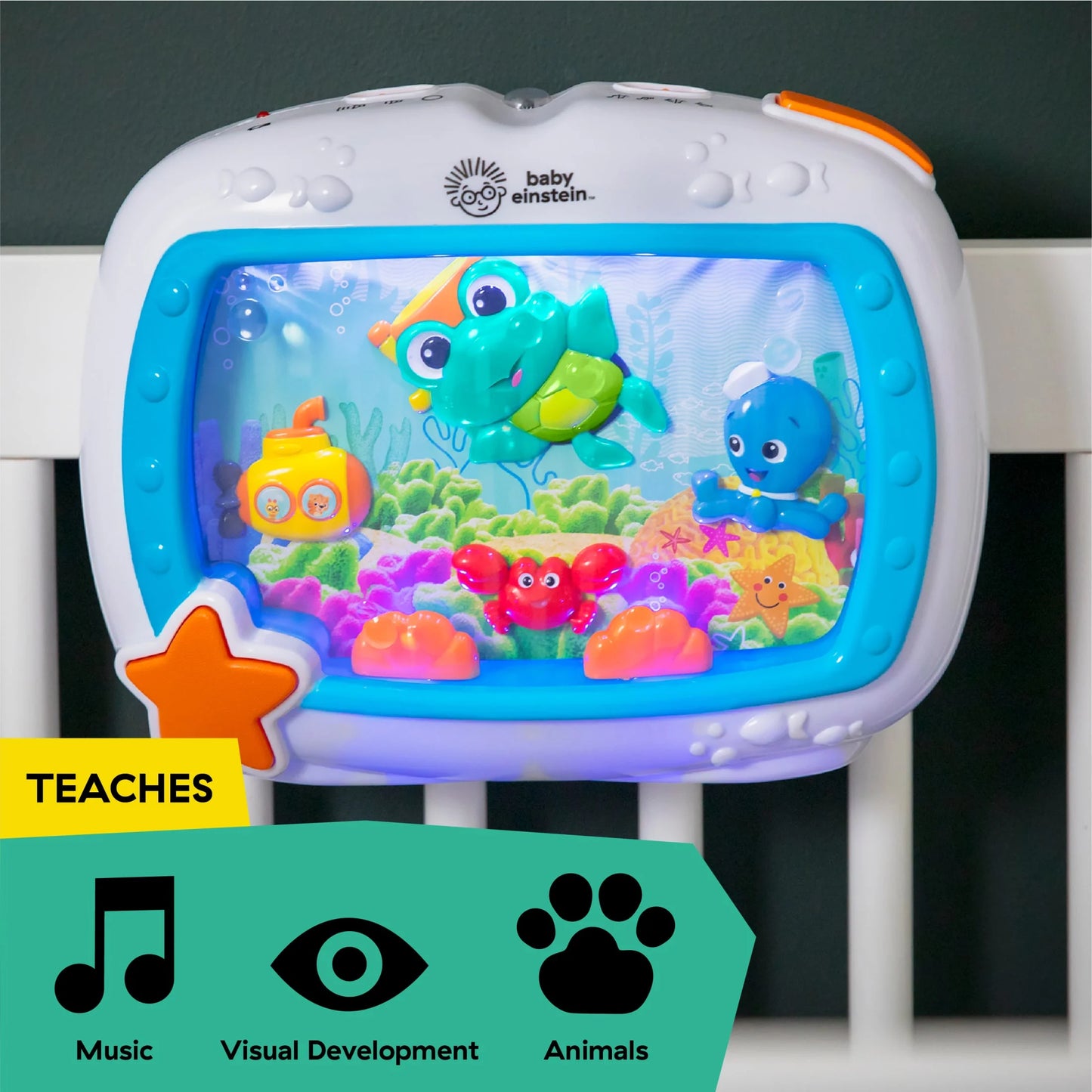 Sea Dreams Soothing Sleep Sound Machine with White Noise and Remote Control for Infants and Children, Multicolor, Ages 0 Months and Up