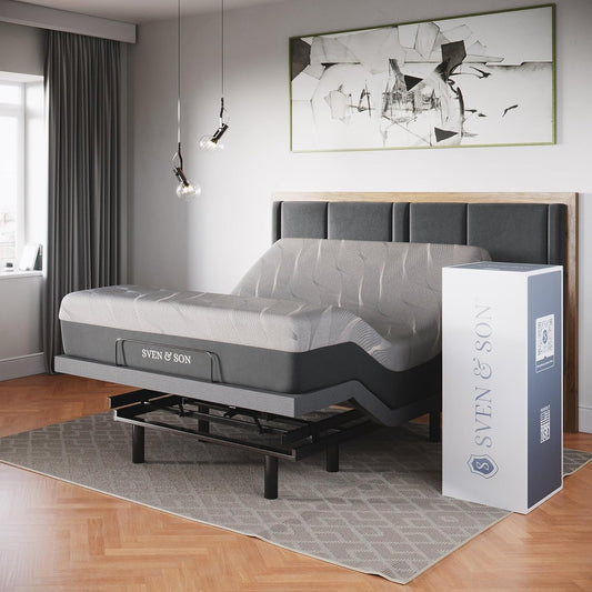 Classic Adjustable Bed Base with Head and Foot Lift, Massage Function, Under-Bed Lighting, USB Ports, Gel Memory Foam, Zero Gravity Smart Frame - Queen Size with 10-Inch Firm Memory Foam Mattress