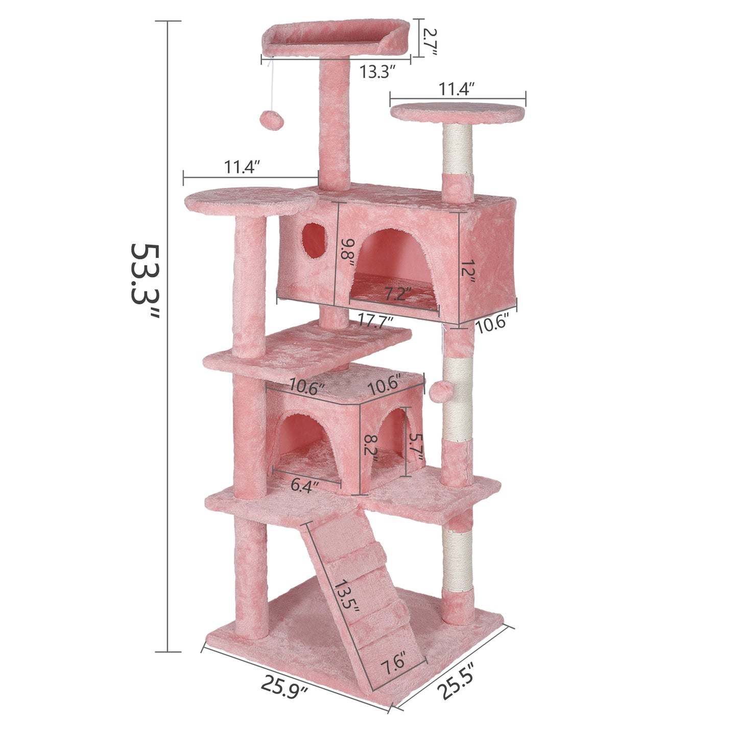 55-Inch Multi-Level Cat Tree Tower Activity Center with Condo - Available in 6 Colors