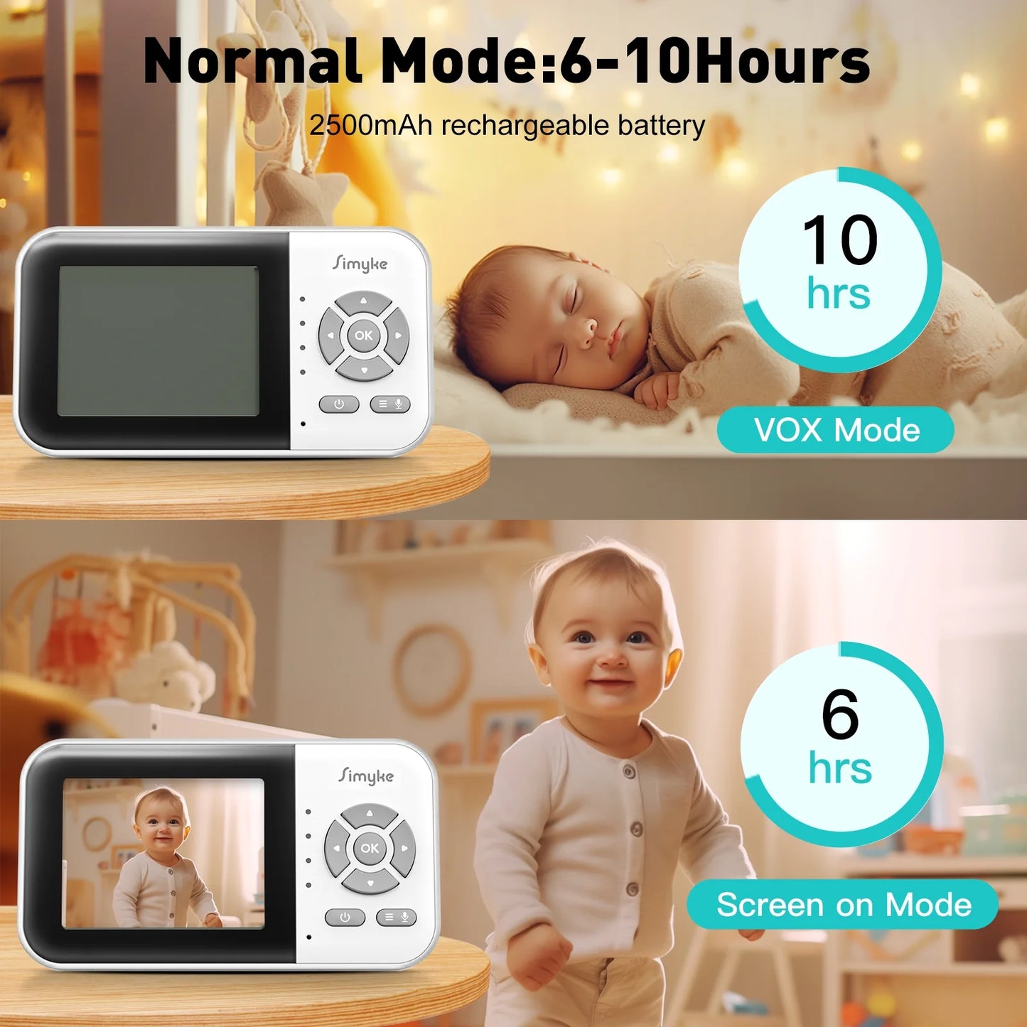 Dual Camera Video Baby Monitor with 2.8" LCD Display, Wireless Connectivity, Night Vision, Two-Way Audio, App Integration, 1200 Ft Range, Feeding Timer, Temperature Sensor, and Portable Design for Home Use