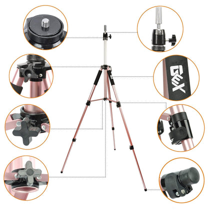 GEX 63" Heavy Duty Mannequin Tripod Stand Wig Stand for Wig Mannequin Head Training Doll Manikin Head for Cosmetology Hairdressing with Travel Bag (Rose Gold)