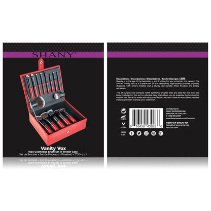 Makeup Brushes Vanity Vox- 15 Pc Premium Cosmetics Brush Set with Stylish Makeup Brush Storage Box and Brush Stand