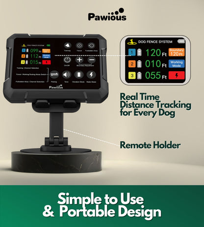 Wireless Dog Containment System - 3 Dog Package, High Precision Wireless Fence for Up to 5 Acres with Real-Time Distance Monitoring