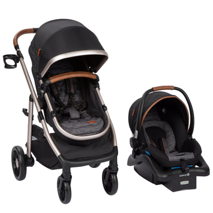 6-in-1 Modular Travel System for Infants and Toddlers in Black and Gold, Unisex Design