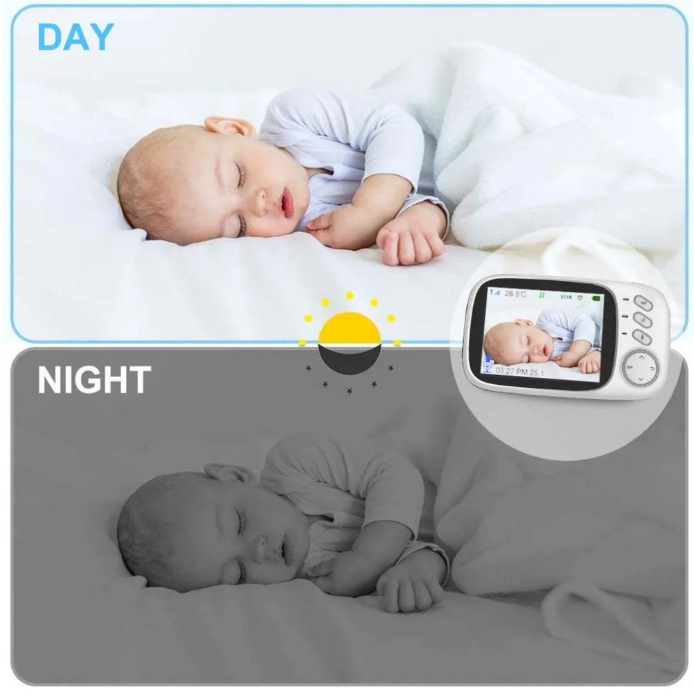 3.5-Inch Video Baby Monitor Featuring Night Vision, Two-Way Audio, Video Surveillance, and Temperature Monitoring