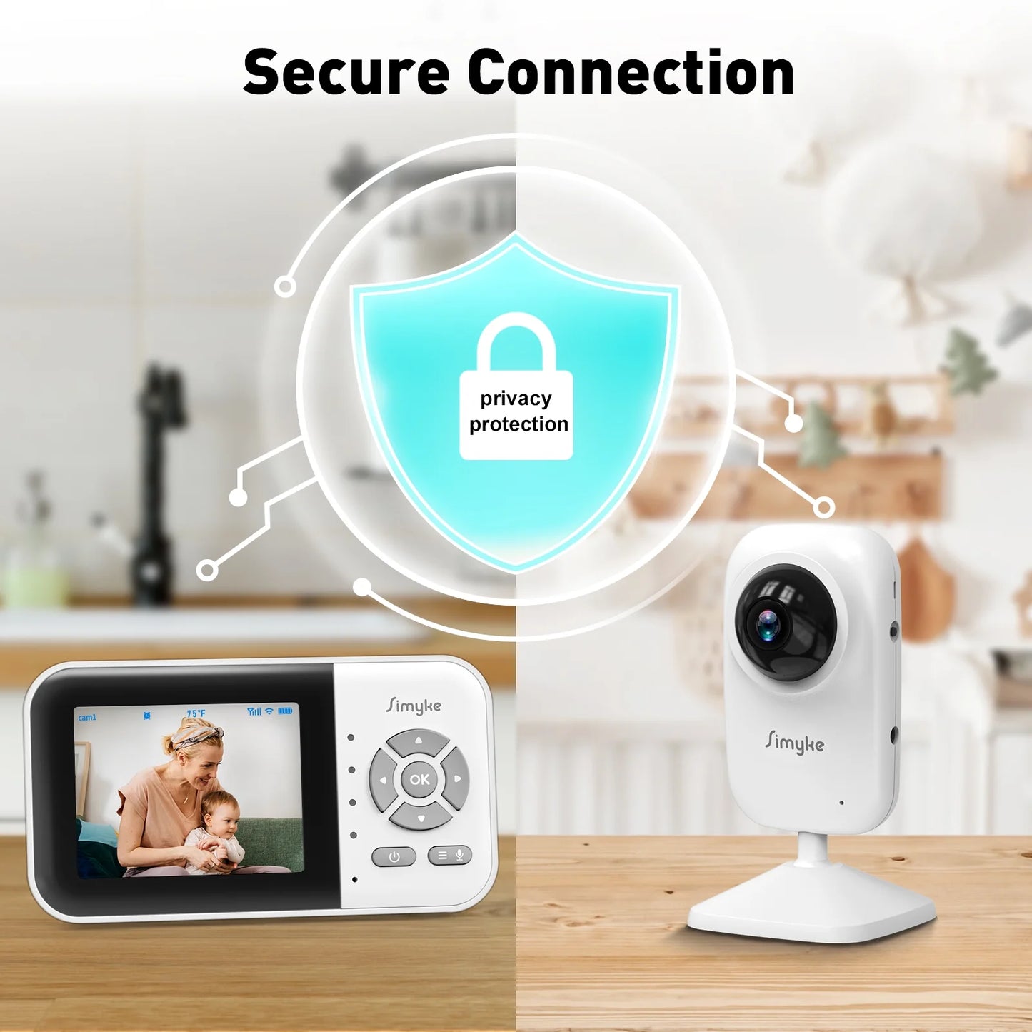 Dual Camera Video Baby Monitor with 2.8" LCD Display, Wireless Connectivity, Night Vision, Two-Way Audio, App Integration, 1200 Ft Range, Feeding Timer, Temperature Sensor, and Portable Design for Home Use