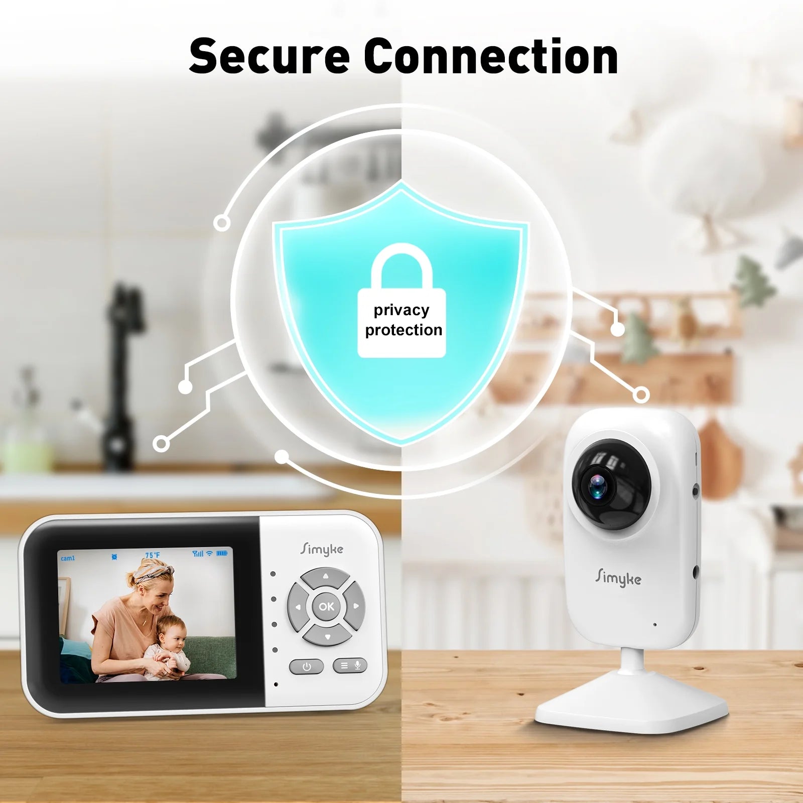 Dual Camera Video Baby Monitor with 2.8" LCD Display, Wireless Connectivity, Night Vision, Two-Way Audio, App Integration, 1200 Ft Range, Feeding Timer, Temperature Sensor, and Portable Design for Home Use