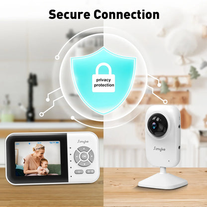Dual Camera Video Baby Monitor with 2.8" LCD Display, Wireless Connectivity, Night Vision, Two-Way Audio, App Integration, 1200 Ft Range, Feeding Timer, Temperature Sensor, and Portable Design for Home Use