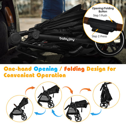 Premium High Landscape Baby Stroller with Expandable Canopy and Footmuff for Infants and Toddlers (0-3 Years), Lightweight Design, Black