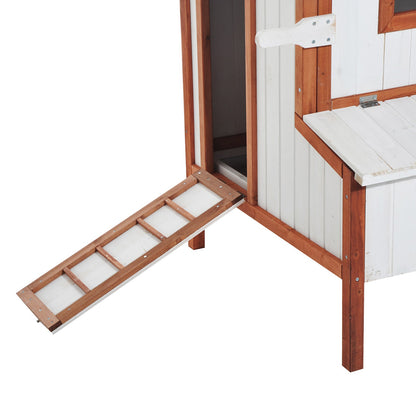 Chicken Coop Hen Cage Poultry Hutch Nesting Box Roof Wooden Large House Door