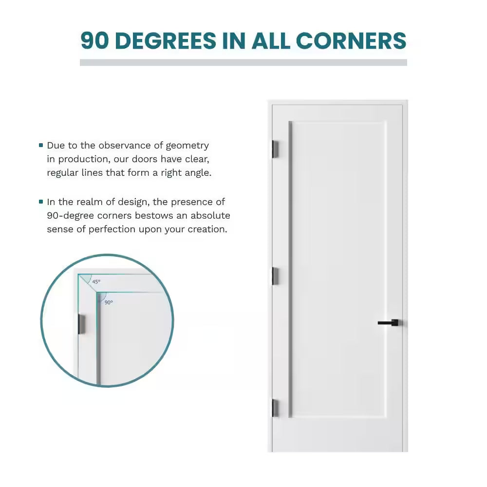 18 In. X 80 In. Right-Handed Solid Core White Primed Composite Single Prehung Interior Door Black Hinges