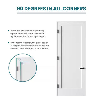 18 In. X 80 In. Right-Handed Solid Core White Primed Composite Single Prehung Interior Door Black Hinges