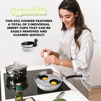 Egg Poacher Pan Nonstick Coating - Poached Egg Cooker, Stainless Steel Egg Poaching Pan PFOA Free with Spatula, Poached Egg Maker, Egg Poachers Cookware