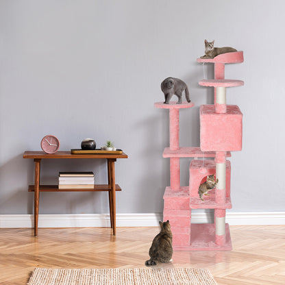 55-Inch Multi-Level Cat Tree Tower Activity Center with Condo - Available in 6 Colors