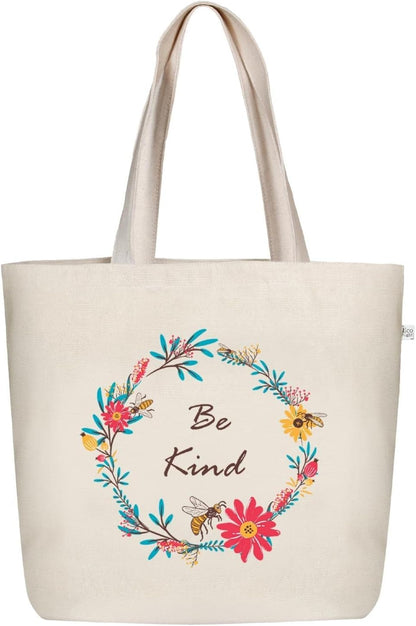 Elegant Large Canvas Tote Bag for Women with Zipper and Pocket - Ideal for Yoga, Work, and Beach Activities