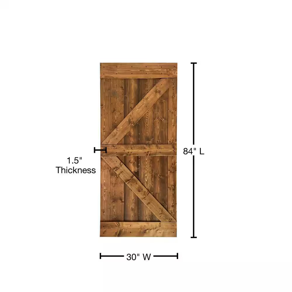 Distressed K 30 In. X 84 In. Walnut DIY Knotty Pine Wood Interior Sliding Barn Door Slab