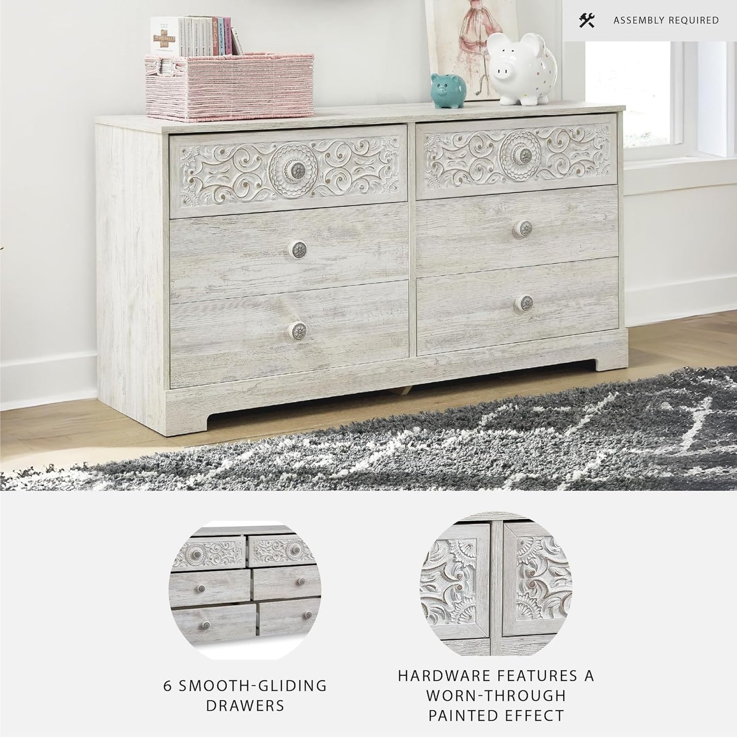 Paxberry Bohemian Dresser in Whitewash Finish