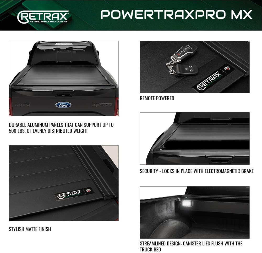 Powertraxpro MX Retractable Truck Bed Tonneau Cover | 90373 | Fits 2015 - 2020 Ford F-150 Super Crew & Super Cab 5' 7" Bed (67.1")