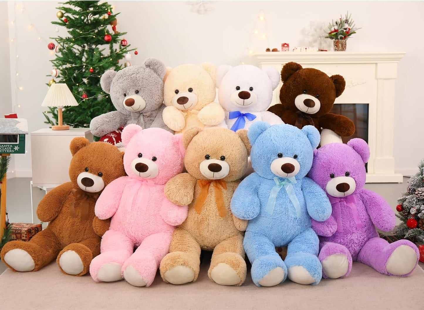 3Ft Giant Teddy Bear Stuffed Animal - Large Tan Bear for Kids, Baby Showers, and Special Occasions