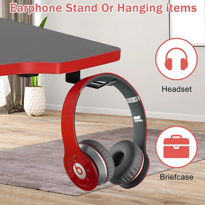 47-Inch Z-Shaped Gaming Desk with Headphone Hook for Home Office, Red