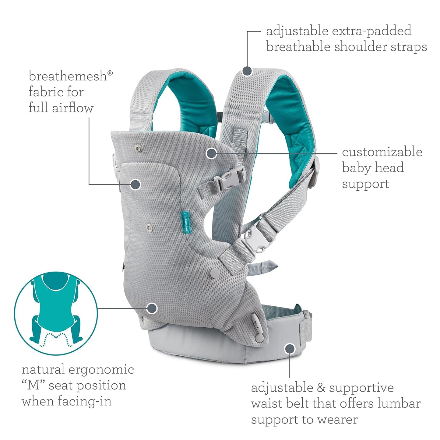 4-in-1 Adjustable Ergonomic Baby Carrier for Newborns to Toddlers - Light & Airy Convertible Design, Essential for Baby Registries