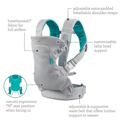 4-in-1 Adjustable Ergonomic Baby Carrier for Newborns to Toddlers - Light & Airy Convertible Design, Essential for Baby Registries