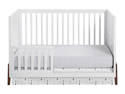 Mari Modern 3-in-1 Convertible Crib Island in White and Walnut Finish