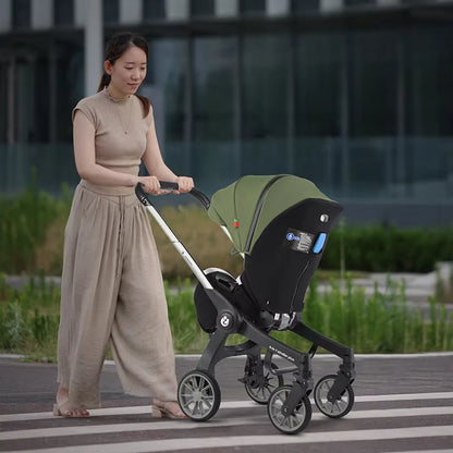 Multifunctional 4-in-1 Two-Way Baby Stroller with Collapsible Basket and Infant Carriage Seat
