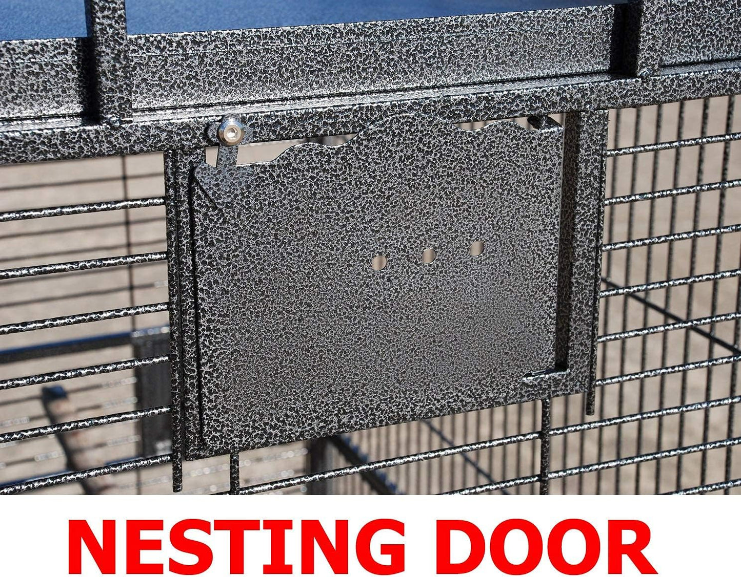New Large Wrought Iron Open/Close Play Top Bird Parrot Cage, Include Metal Seed Guard Solid Metal Feeder Nest Doors (28" W X 22" D X 59" H Black Vein)