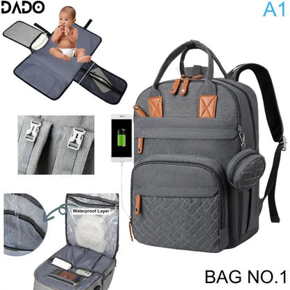 Premium Waterproof Diaper Backpack with Integrated Changing Station and Stroller Straps for Parents