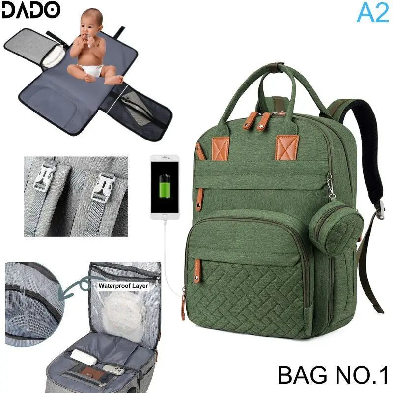 Premium Waterproof Diaper Backpack with Integrated Changing Station and Stroller Straps for Parents
